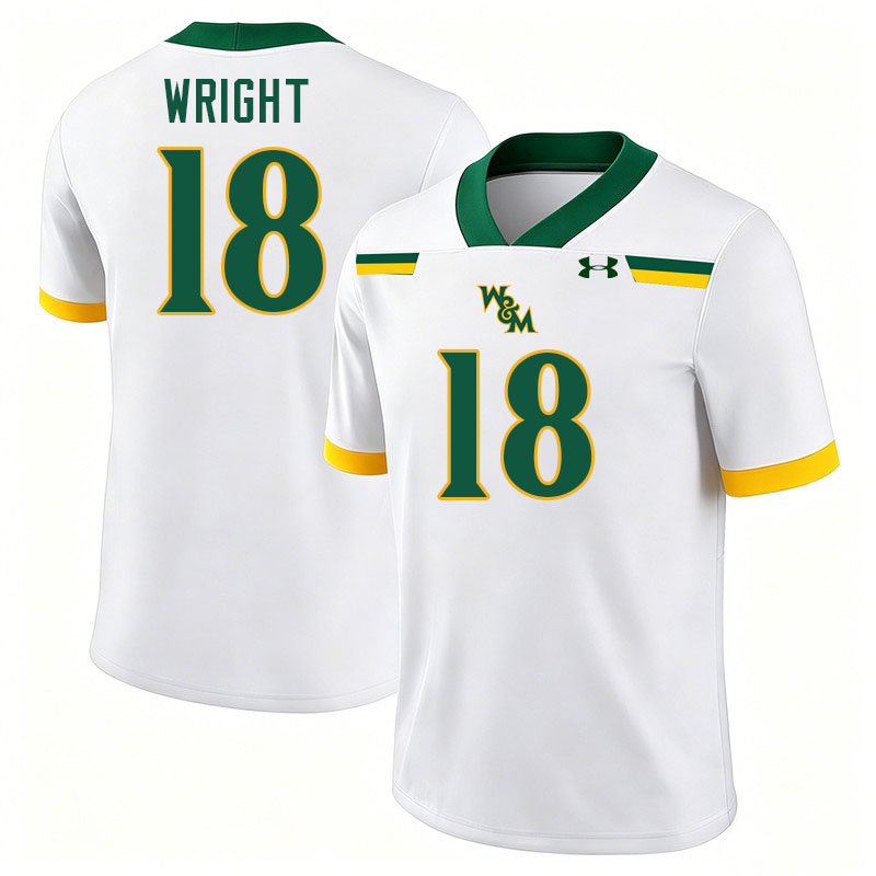 William & Mary Tribe #18 Armon Wright College Football Jerseys,Uniforms-White